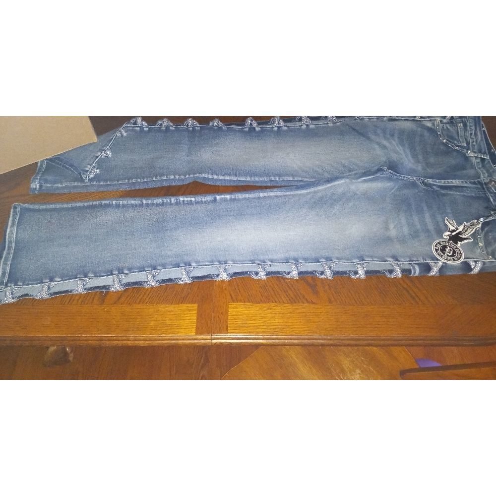 Platinum Plush Cross Me If You Dare Rhinestone Jeans - Picture 7 of 8
